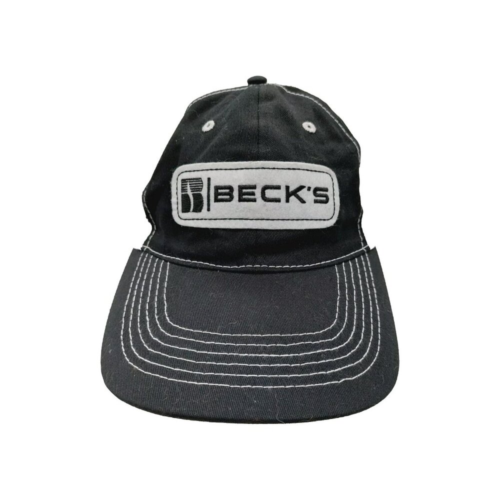 Beck's Seed Black White Adjustable Strap back Hat
